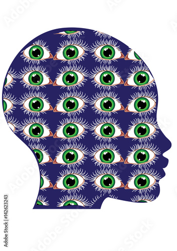 Silhouette head girl with eyes