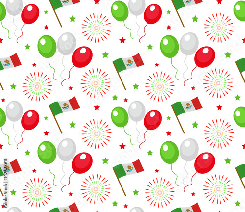 Cinco de Mayo seamless pattern. Mexican holiday endless background, texture. Vector illustration