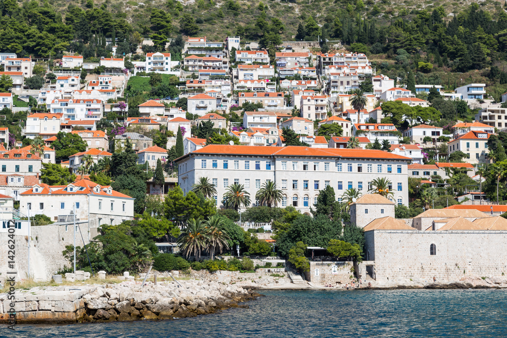 Seaside buildings in Dubrovnik, Croatia