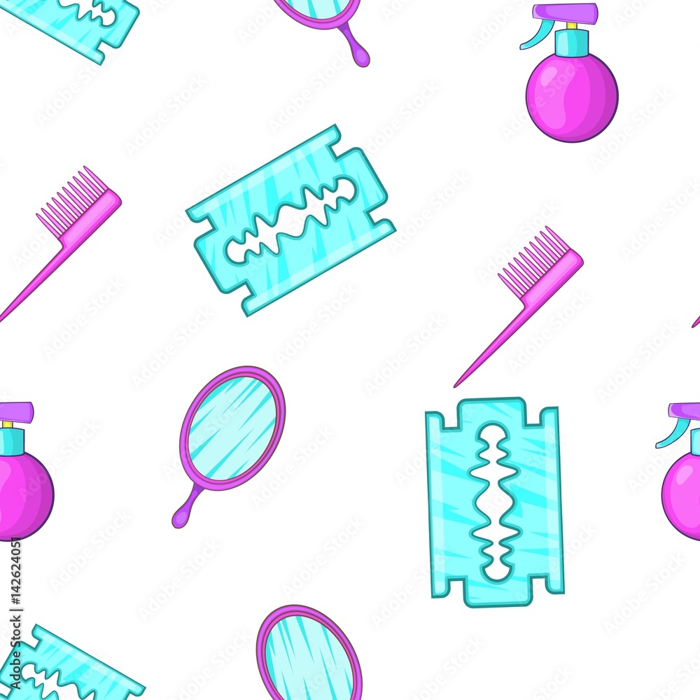Barbershop tools pattern, cartoon style Barbershop tools pattern, cartoon style