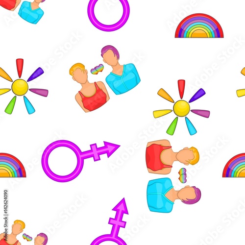 Gay woman couple symbol pattern, cartoon style