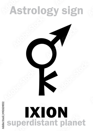 Astrology Alphabet: IXION, superdistant planet-plutino (beside Pluto). Hieroglyphics character sign (single symbol).