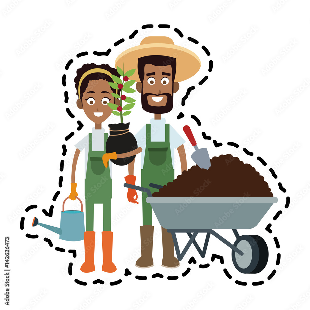 man and woman farmer cartoon icon image vector illustration design Stock  Vector | Adobe Stock
