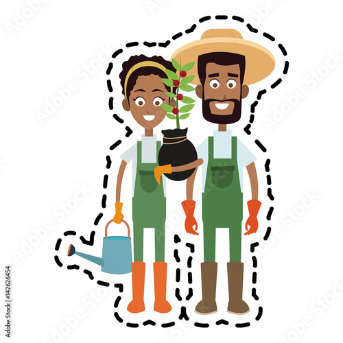 man and woman farmer cartoon  icon image vector illustration design 