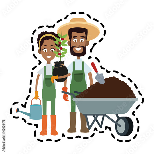 man and woman farmer cartoon  icon image vector illustration design 