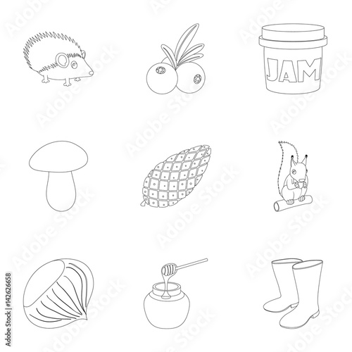 Autumn weather icons set, outline style