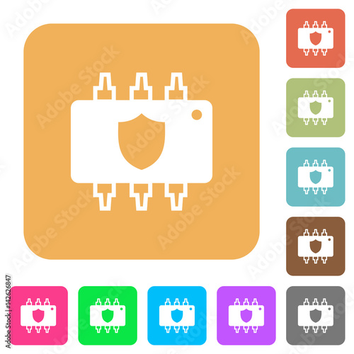 Hardware protection rounded square flat icons