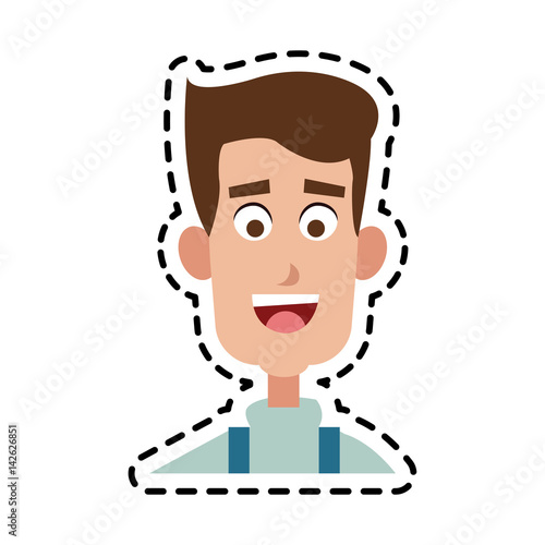 young handsome man wearing overall icon image vector illustration design 