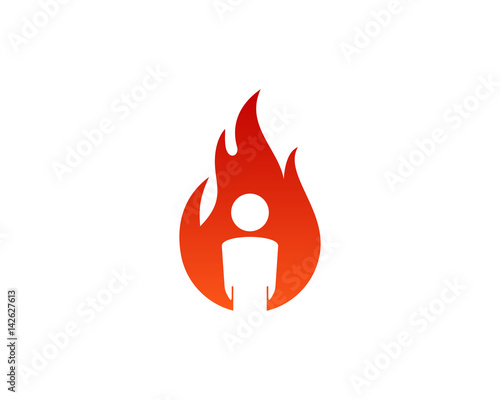 On Fire People Icon Logo Design Element