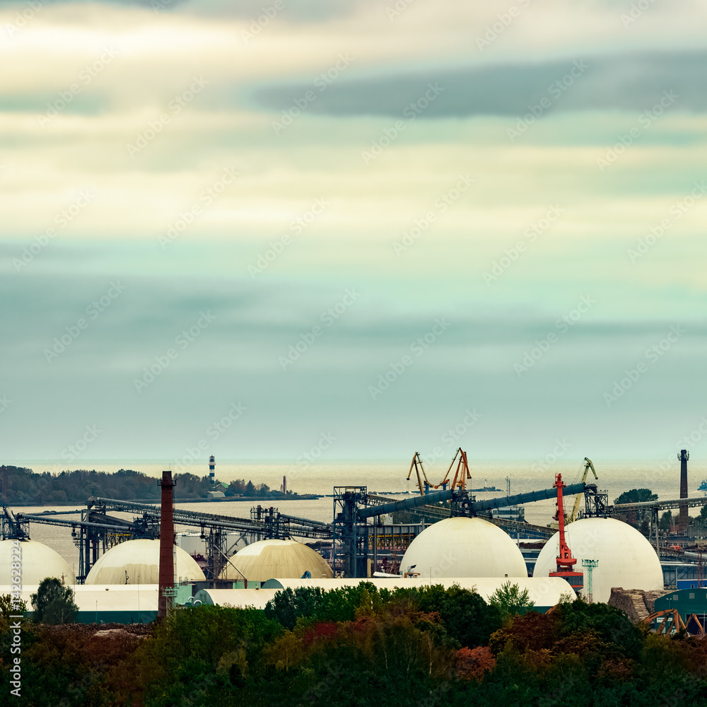 Fuel terminal in Riga, Latvia. Large oil tanks Fuel terminal in Riga, Latvia. Large oil tanks