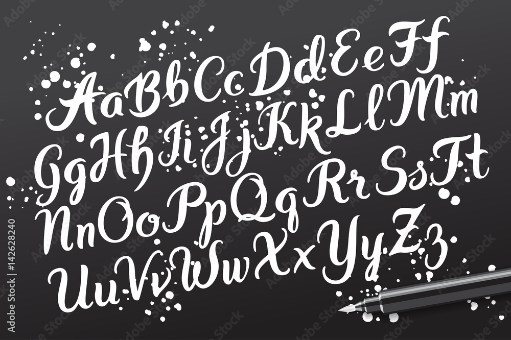 Hand drawn brushpen alphabet letters Hand drawn brushpen alphabet letters