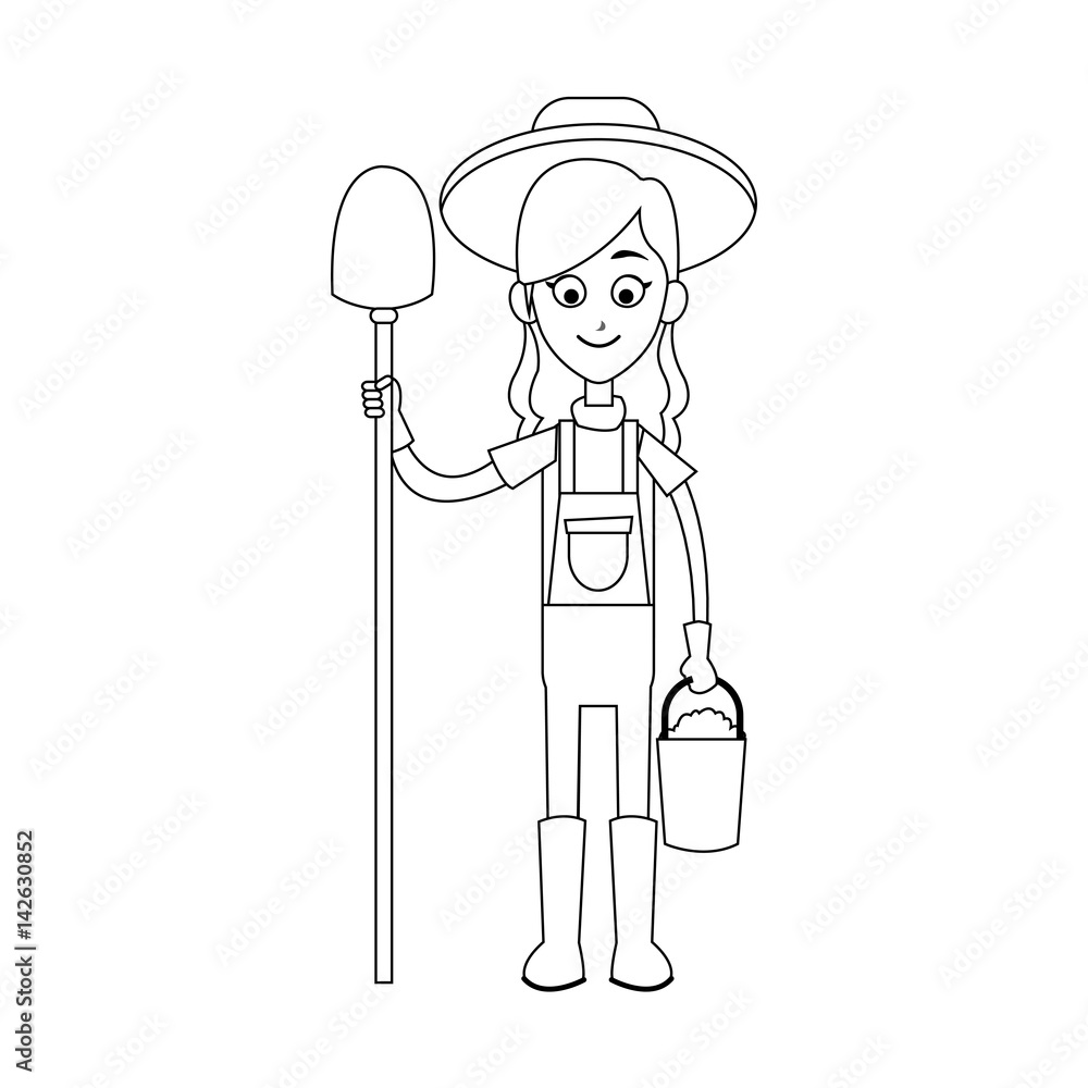 happy female farmer holding shovel icon image vector illustration design happy female farmer holding shovel icon image vector illustration design