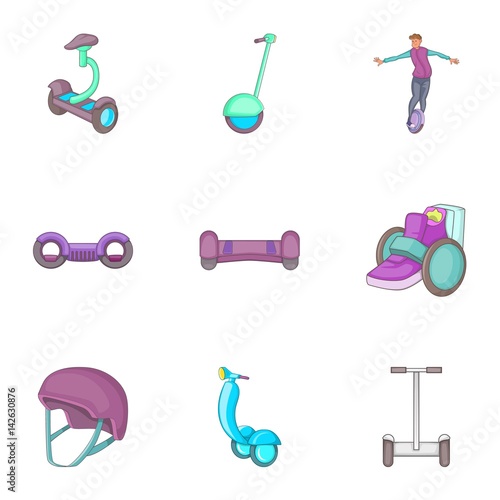 Modern urban transport device icons set