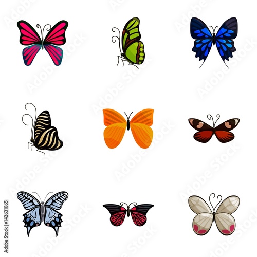 Colorful butterflies icons set, cartoon style © ylivdesign