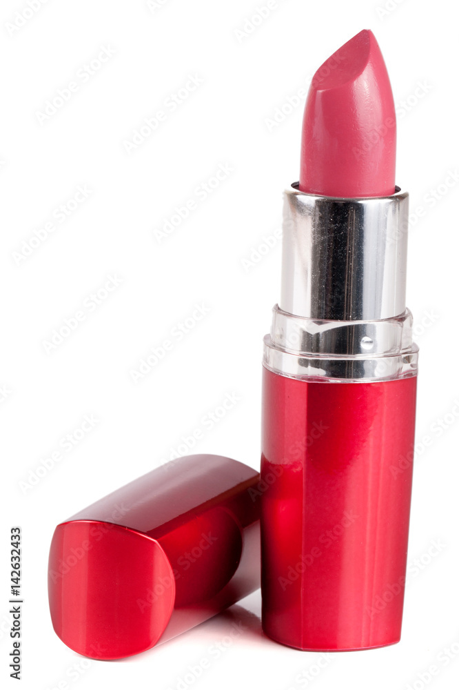 Pink lipstick isolated on white background closeup Pink lipstick isolated on white background closeup