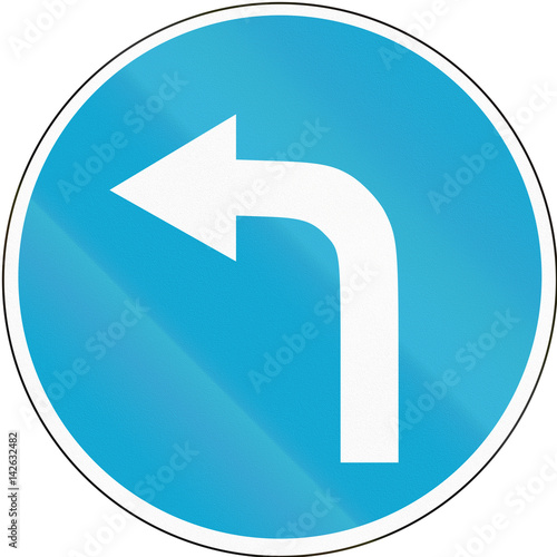 Road sign used in Estonia - Turn left ahead