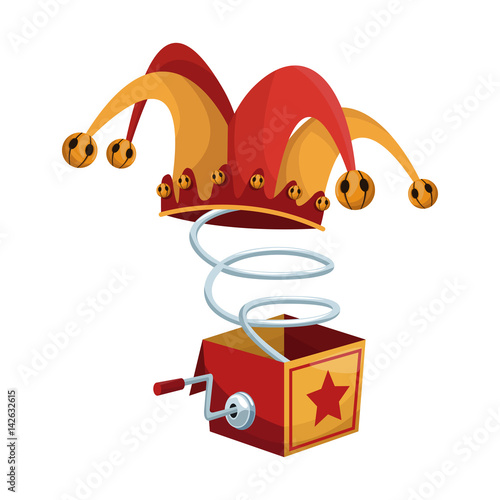Surprise Box with Funny Joke icon over white background. april fools day concept. colorful design. vector illustration