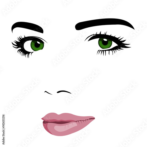 Obraz na plátně Minimalism pop art style of young green eye woman face