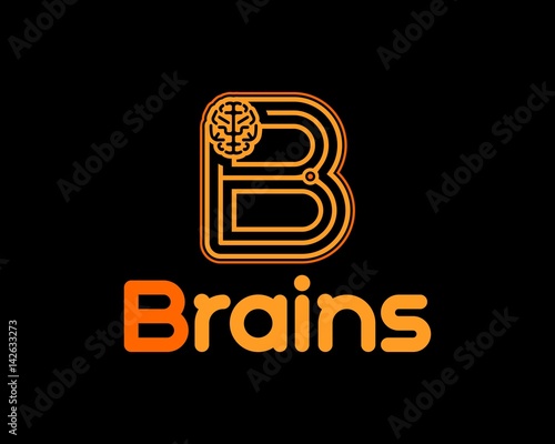 brains logo, the letter B