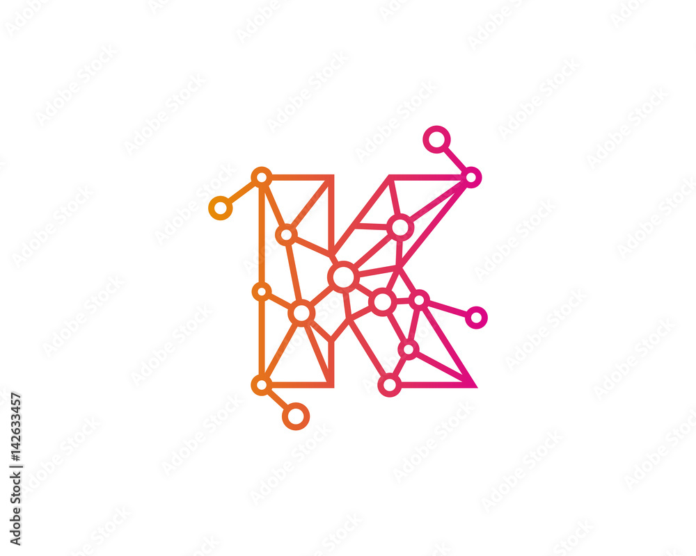 Letter K Connected Circle Network Icon Logo Design Element Letter K Connected Circle Network Icon Logo Design Element