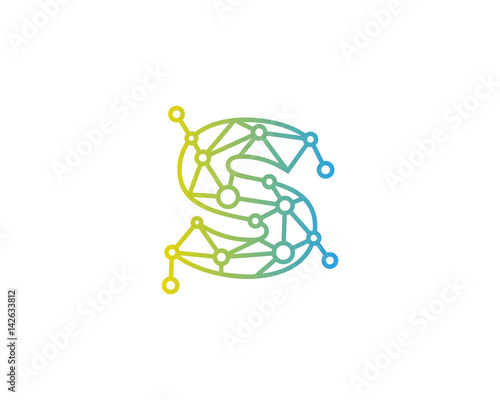 Letter S Connected Circle Network Icon Logo Design Element