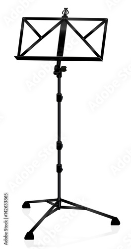 Black plastic music stand - isolated 3d vector illustration on white background.