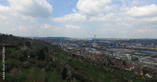 areal view with look in a german city