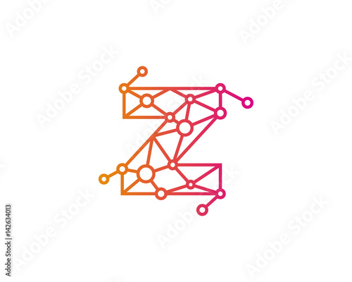 Letter Z Connected Circle Network Icon Logo Design Element