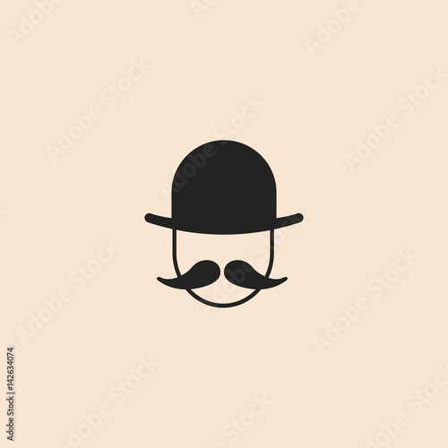 Man icon with mustache and bowler hat