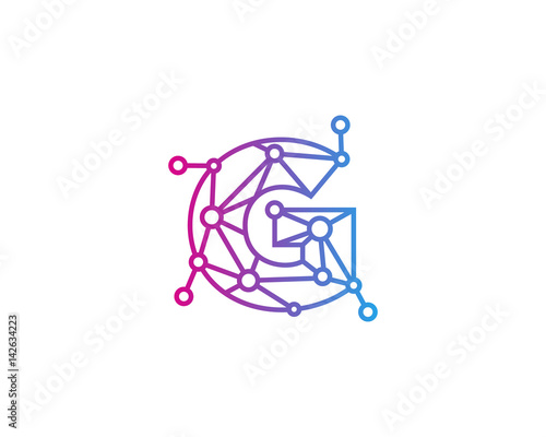 Letter G Connected Circle Network Icon Logo Design Element