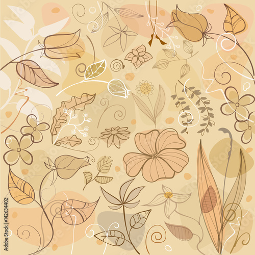 Background. Flowers and plants. Vector