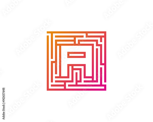 Letter A Maze Labyrint Icon Logo Design Element