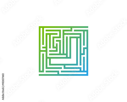 Letter J Maze Labyrint Icon Logo Design Element