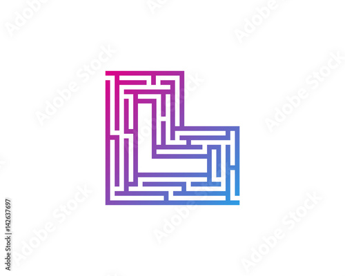 Letter L Maze Labyrint Icon Logo Design Element