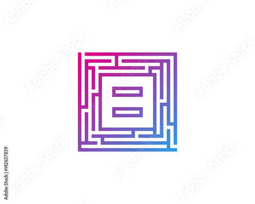 Letter B Maze Labyrint Icon Logo Design Element