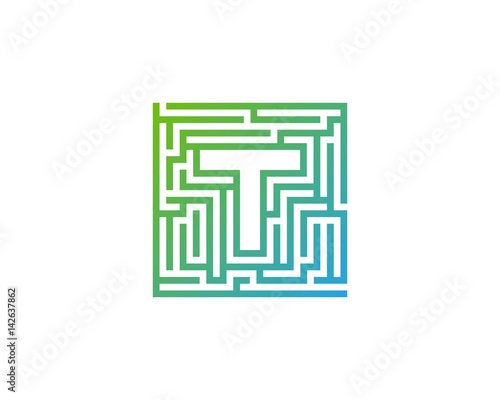 Letter T Maze Labyrint Icon Logo Design Element