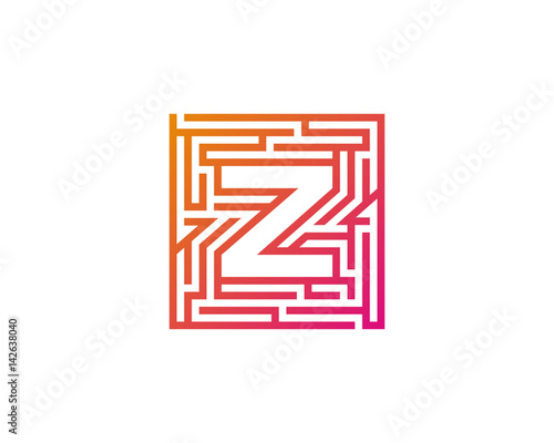 Letter Z Maze Labyrint Icon Logo Design Element
