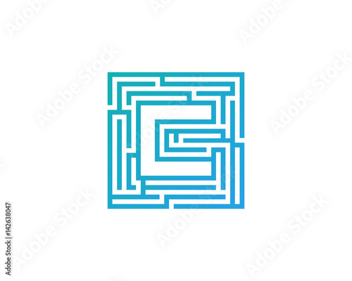 Letter C Maze Labyrint Icon Logo Design Element
