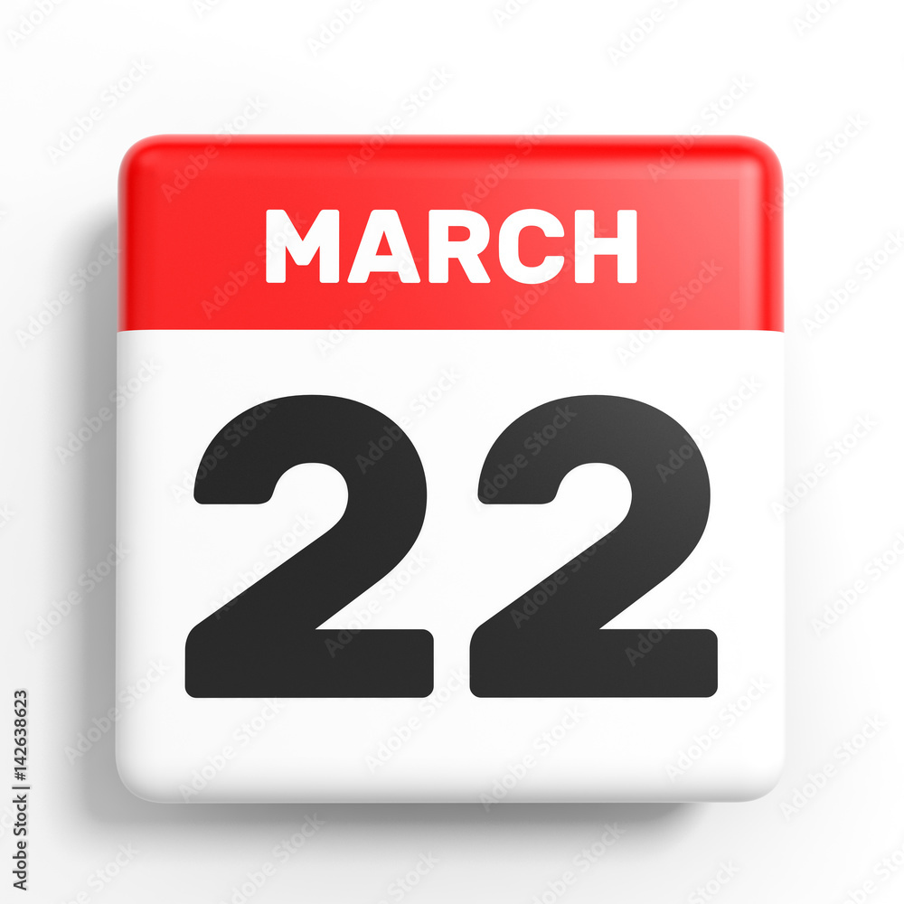 March 22. Calendar on white background. March 22. Calendar on white background.