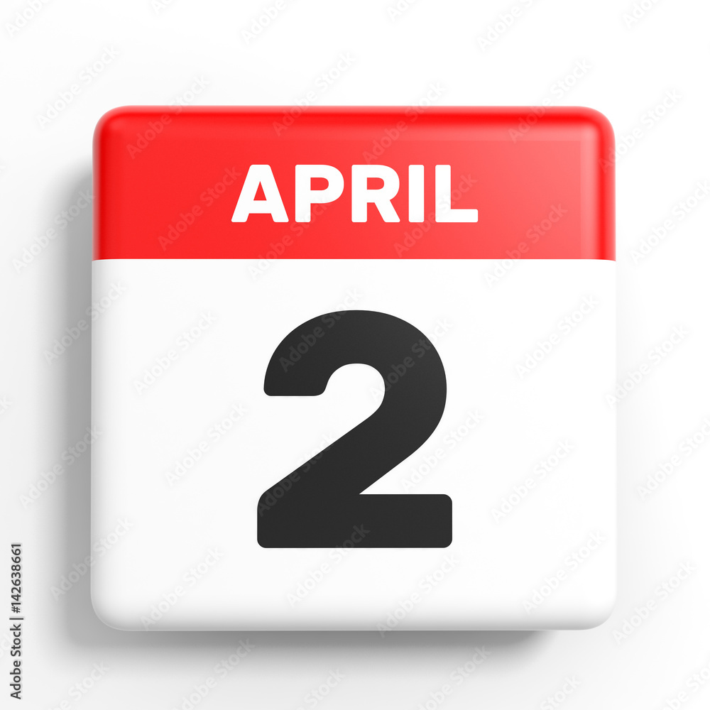 April 2. Calendar on white background. April 2. Calendar on white background.