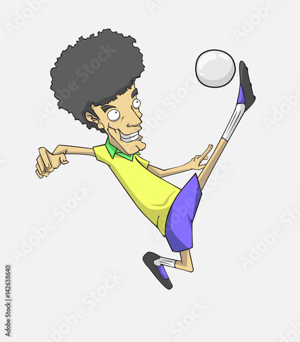 soccer player action kick the ball.  cartoon vector and illustration photo
