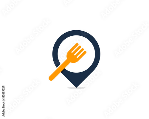 Cafe Pin Point Icon Logo Design Element