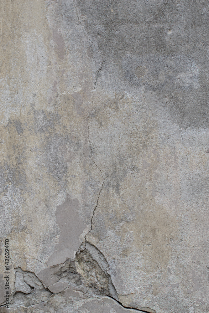 Empty Old  Wall Texture. Painted Distressed Wall Surface. Background. Shabby Building Facade With Damaged Plaster. Abstract Web Banner. Copy Space.