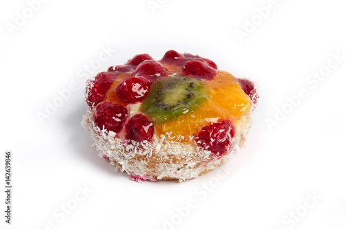 Fruit tart on white background