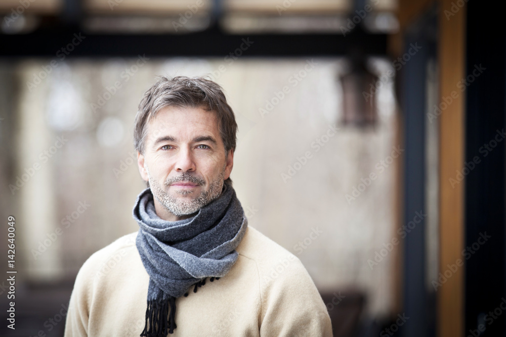 Handsome Mature Happy Man Smiling At The Camera.Outside. Handsome Mature Happy Man Smiling At The Camera.Outside.