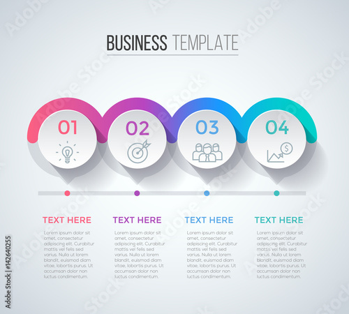 Four steps infographics, business data visualization, timeline concept