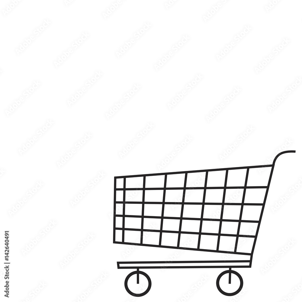 Empty big old warehouse trolly wagon for spend isolated on white background. Vector freehand linear ink drawn sketchy sign in art scribble style pen on paper. Side view with space for text Empty big old warehouse trolly wagon for spend isolated on white background. Vector freehand linear ink drawn sketchy sign in art scribble style pen on paper. Side view with space for text