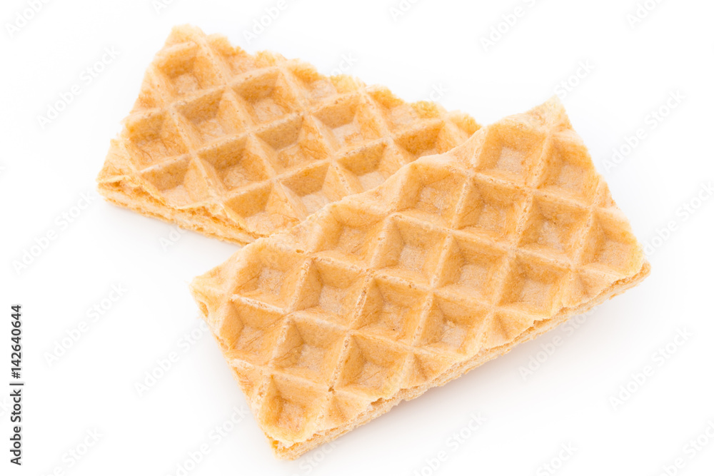 Waffle with crem isolated on white background. Waffle with crem isolated on white background.