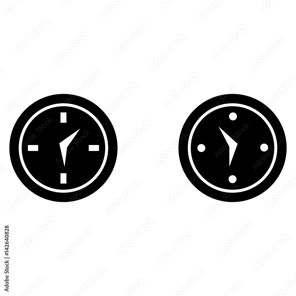 Clock icon, isolated. Flat design. Clock icon, isolated. Flat design.