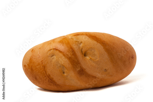 small bun loaf of bread isolated on white background